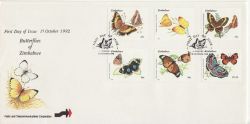 1992-10-15 Zimbabwe Butterflies Stamps FDC (86306)