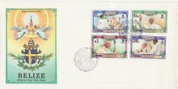 1983-12-22 Belize Christmas Pope Visit Stamps FDC (86329)