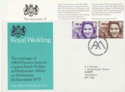 1973-11-14 Royal Wedding Stamps Westminster SW1 FDC (86401)