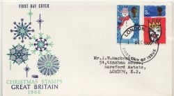 1966-12-01 Christmas Stamps London FDC (86566)