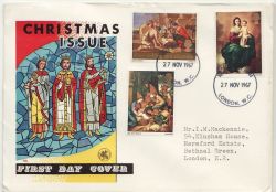 1967-11-27 Christmas Stamps London FDI Misuse FDC (86582)