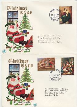 1967-10-18 Christmas Stamps Bethlehem x2 FDC (86583)