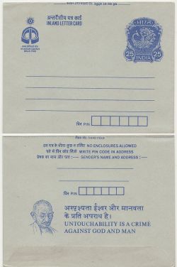 India Inland Letter Card Games / Gandhi 25 Blue (86603)