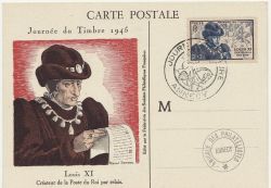 1945 France Charity Stamp - Louis XI Card (86635)