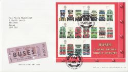 2001-05-15 Buses Stamps M/S Bureau FDC (86785)