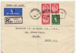 1952-12-05 Wilding Definitive Stamps Farnborough cds FDC (86994)