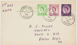 1954-01-18 Wilding Definitive Stamps Bognor cds FDC (87038)