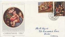 1967-11-27 Christmas Stamps Bury cds FDC (87133)