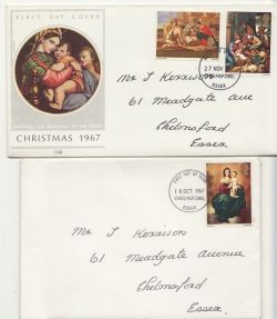 1967-10-18 + 27 Nov Christmas Stamps Chelmsford FDC (87282)