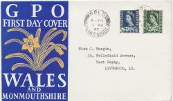 1967-03-01 Wales Definitive Stamps Mold cds FDC (87286)