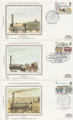 1980-03-12 Railway Stamps x5 Benham Silk FDC (87469)