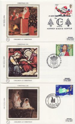 1981-11-18 Christmas Stamps x5 Silk SHS FDC (87472)