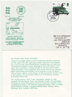 1977-01-12 Table Tennis Stamp Hastings FDC (87480)