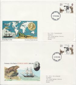 1982-02-10 Charles Darwin Stamps x5 Different FDC (87606)