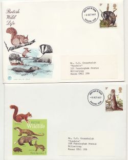 1977-10-05 British Wildlife Stamp x2 Different FDC (87632)