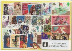 GB x30 Used Christmas Stamps Off Paper (87738)