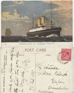 1927 Canadian Pacific SS Metagama Postcard (87790)