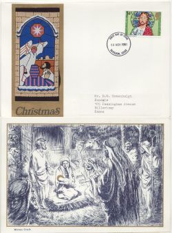 1981-11-18 Christmas Stamp Woven Craft FDC (87798)