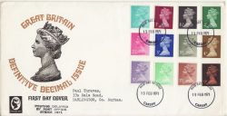 1971-02-15 Definitive Stamps Cardiff FDC (87810)