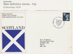 1974-11-06 Scotland Definitive Stamp Edinburgh FDC (87837)