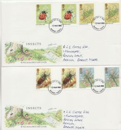 1985-03-12 Insects Stamps Gutter Pairs x2 FDC (87870)