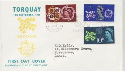 1961-09-18 CEPT Europa Stamps Torquay Slogan FDC (88073)