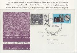 1966-02-28 Westminster Abbey 3d Phos Liverpool FDC (88110)