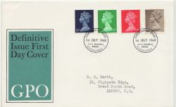1968-07-01 Definitive Stamps Bureau FDC (88189)