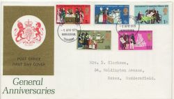 1970-04-01 Anniversaries Stamps Huddersfield FDC (88214)
