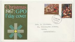 1967-11-27 Christmas Stamps Huddersfield FDC (88235)