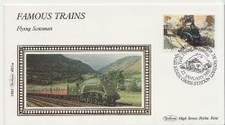 1985-01-22 Famous Trains Flying Scotsman Silk FDC (88473)