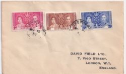 1937-05-12 Monserrat Coronation Stamps FDC (88638)