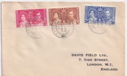 1937-05-14 Barbados Coronation Stamps ENV (88647)