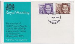 1973-11-14 Royal Wedding Stamps Swansea FDC (88739)