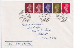 1969-08-27 Coil Definitive Stamps Cardiff cds FDC (88963)