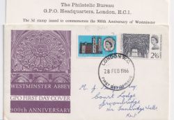 1966-02-28 Westminster Abbey 3d Phos London FDC (89067)