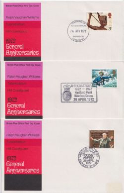 1972-04-26 Anniversaries Stamps x3 Postmarks FDC (89436)