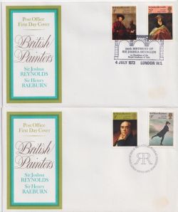 1973-07-04 British Painters x2 Postmarks FDC (89438)