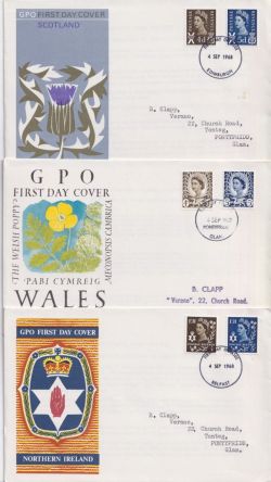 1968-09-04 Regional Definitive Stamps x3 FDC (89459)
