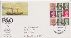 1987-03-03 P&O Booklet Pane Cardiff FDC (89481)