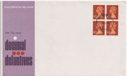 1971-08-11 Definitive Stamps Block Caernarvon FDC (89501)