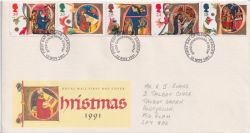 1991-11-12 Christmas Stamps Cardiff FDC (89585)