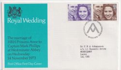 1973-11-14 Royal Wedding Stamps Bureau FDC (89813)