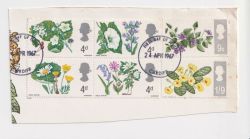 1967-04-24 British Flowers Stamps on Piece (89846)