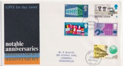 1969-04-02 Anniversaries Stamps Huddersfield FDC (90272)