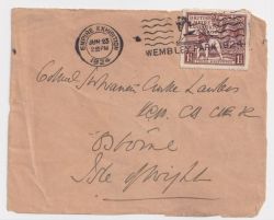 1924-06-23 KGV Wembley Stamp Used on Env Front (90414)