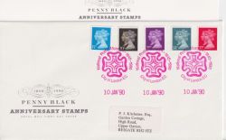 1990-01-10 Penny Black Anniv Stamps NPM London EC FDC (90548)