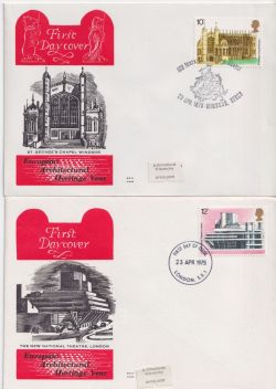 1975-04-23 Architecture Stamps x 5 Benham FDC (90722)