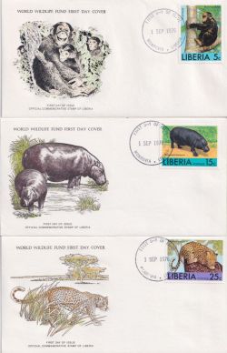 1976 Liberia World Wildlife Stamps x 3 FDC (90873)