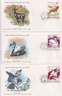 1977 Romania World Wildlife Stamps x 3 FDC (90878)